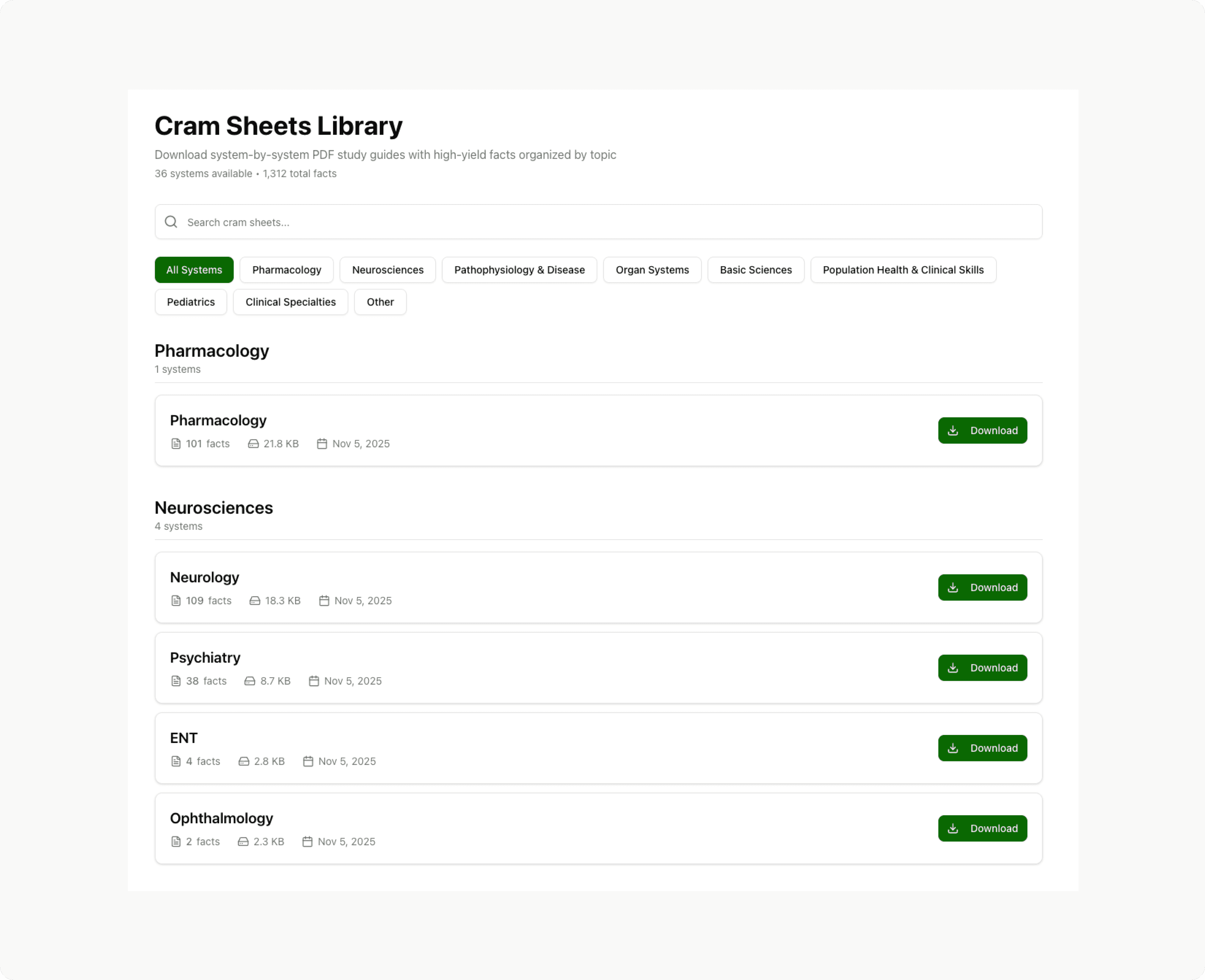 System-Based Cram Sheets